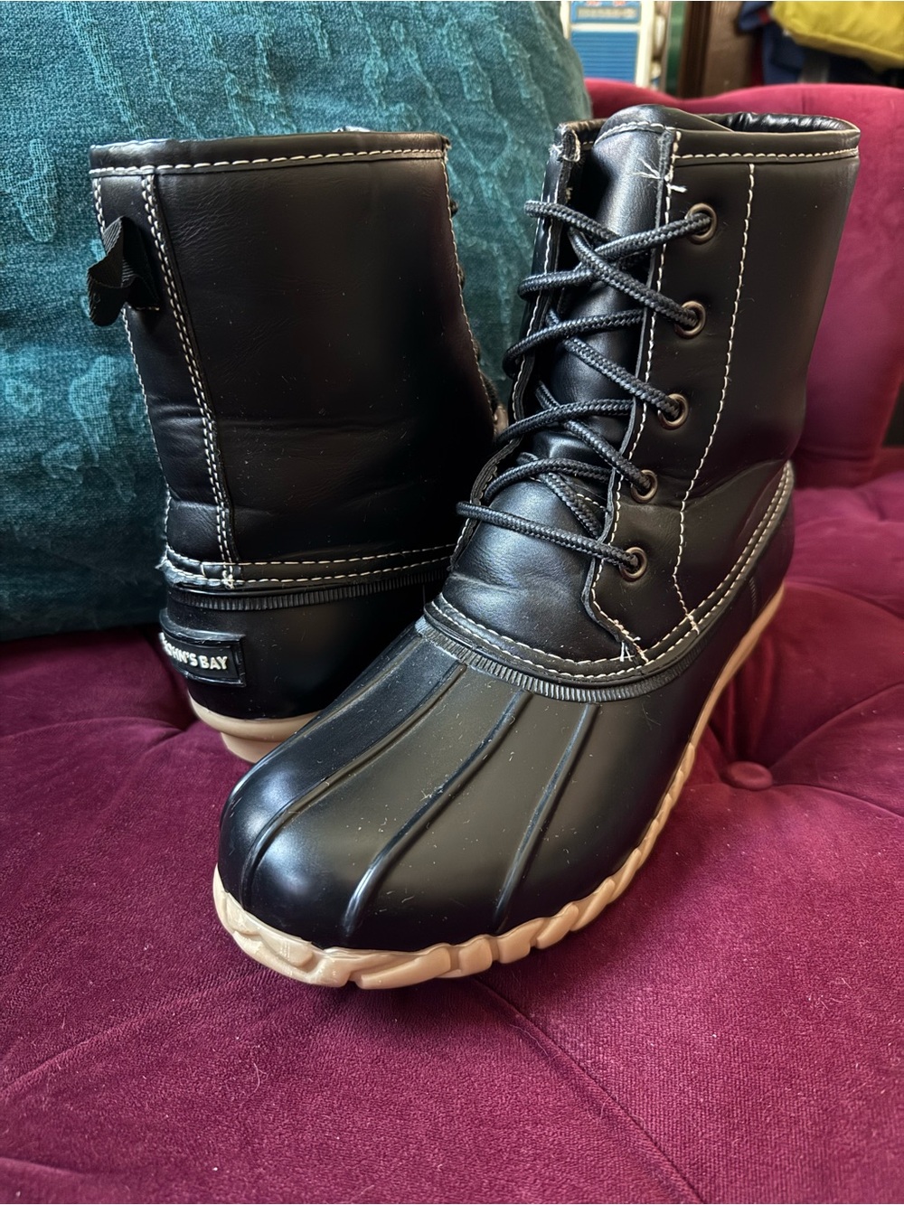 St. John's Bay - Waterproof Lace Up Duck Boots - Black - Men’s 11